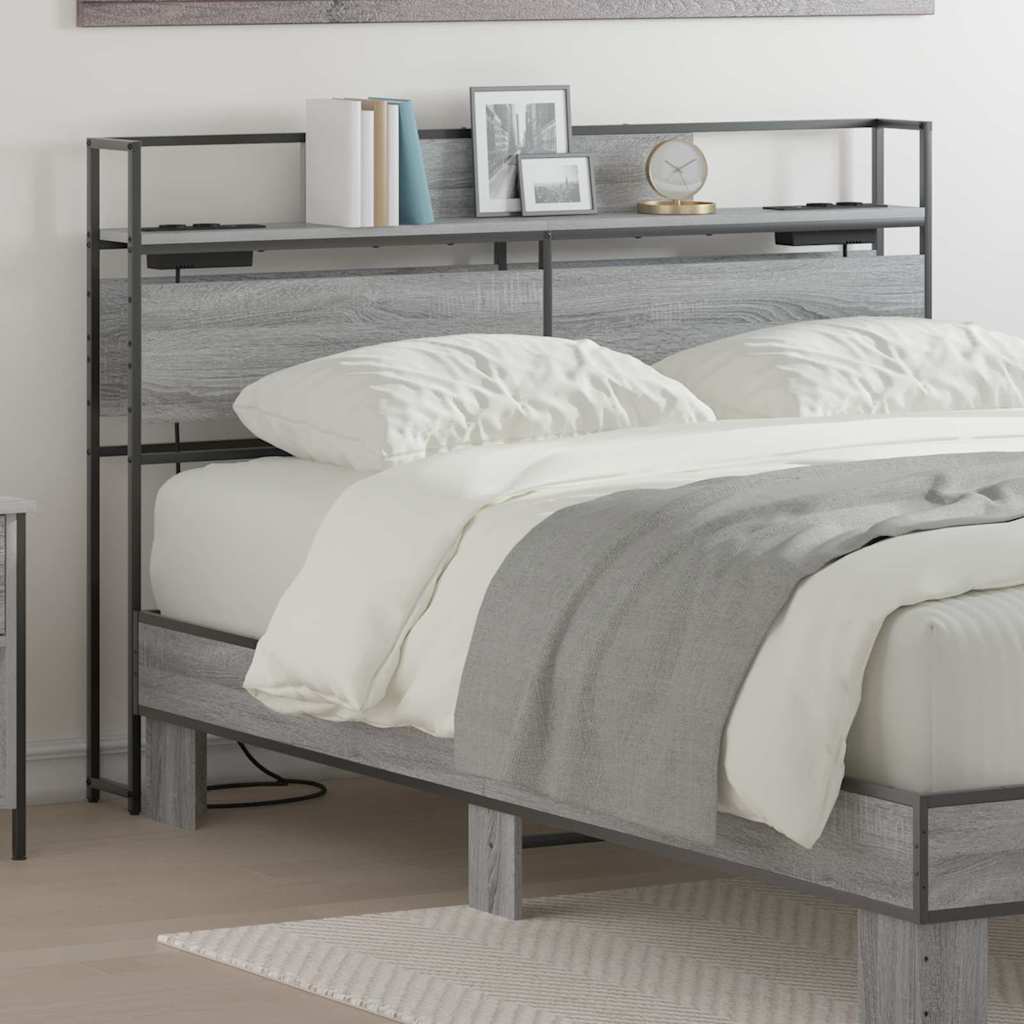 Cabeceira de armazenamento com cabeceira Sonoma cinzento 150 cm