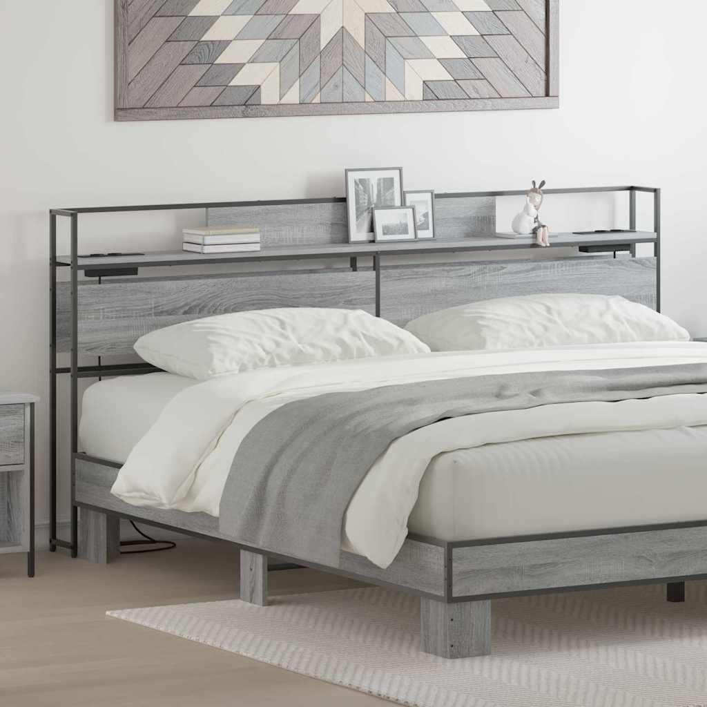 Cabeceira de armazenamento com cabeceira Sonoma cinzento 180 cm