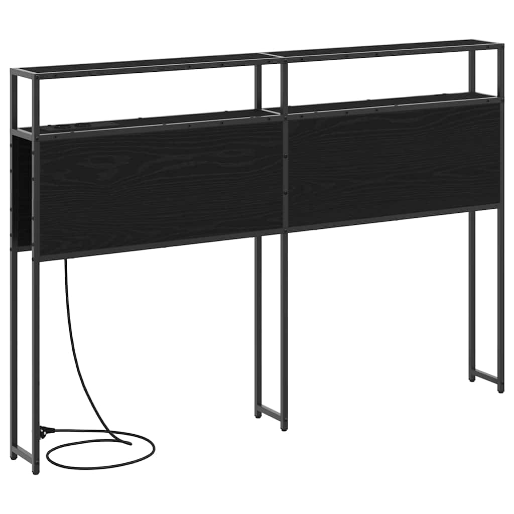 Cabeceira de armazenamento com prateleira Carvalho preto 120 cm