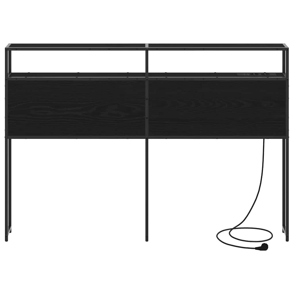Cabeceira de armazenamento com prateleira Carvalho preto 120 cm