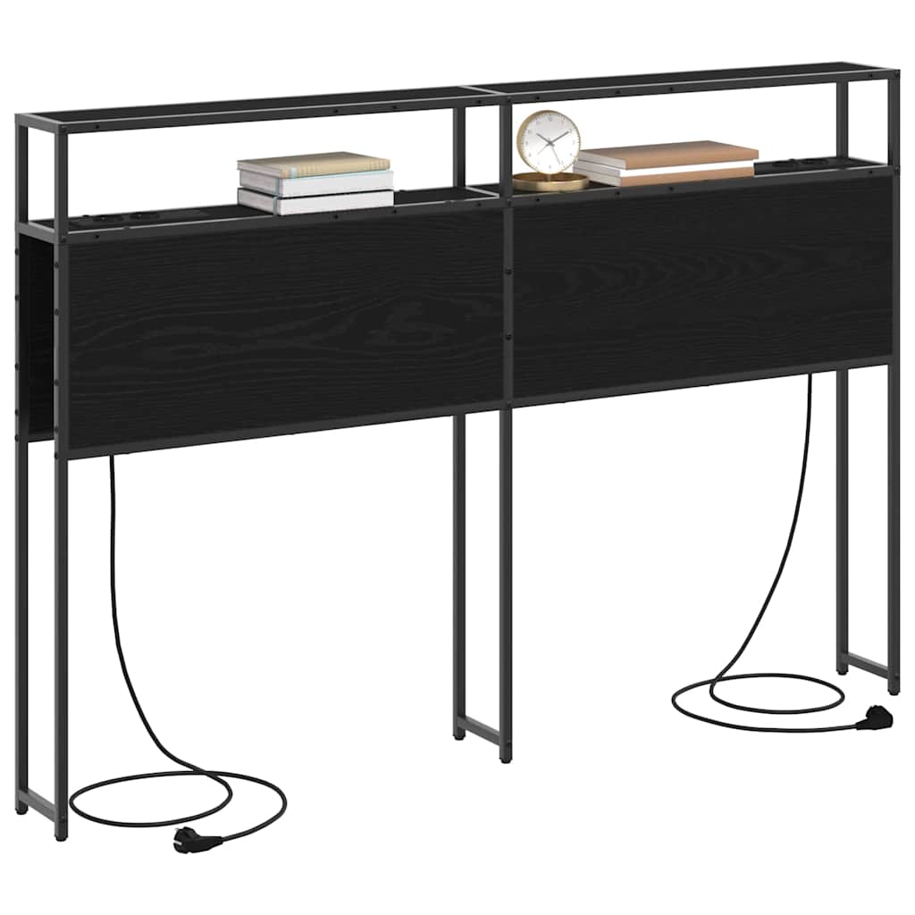Cabeceira de armazenamento com prateleira Carvalho preto 120 cm
