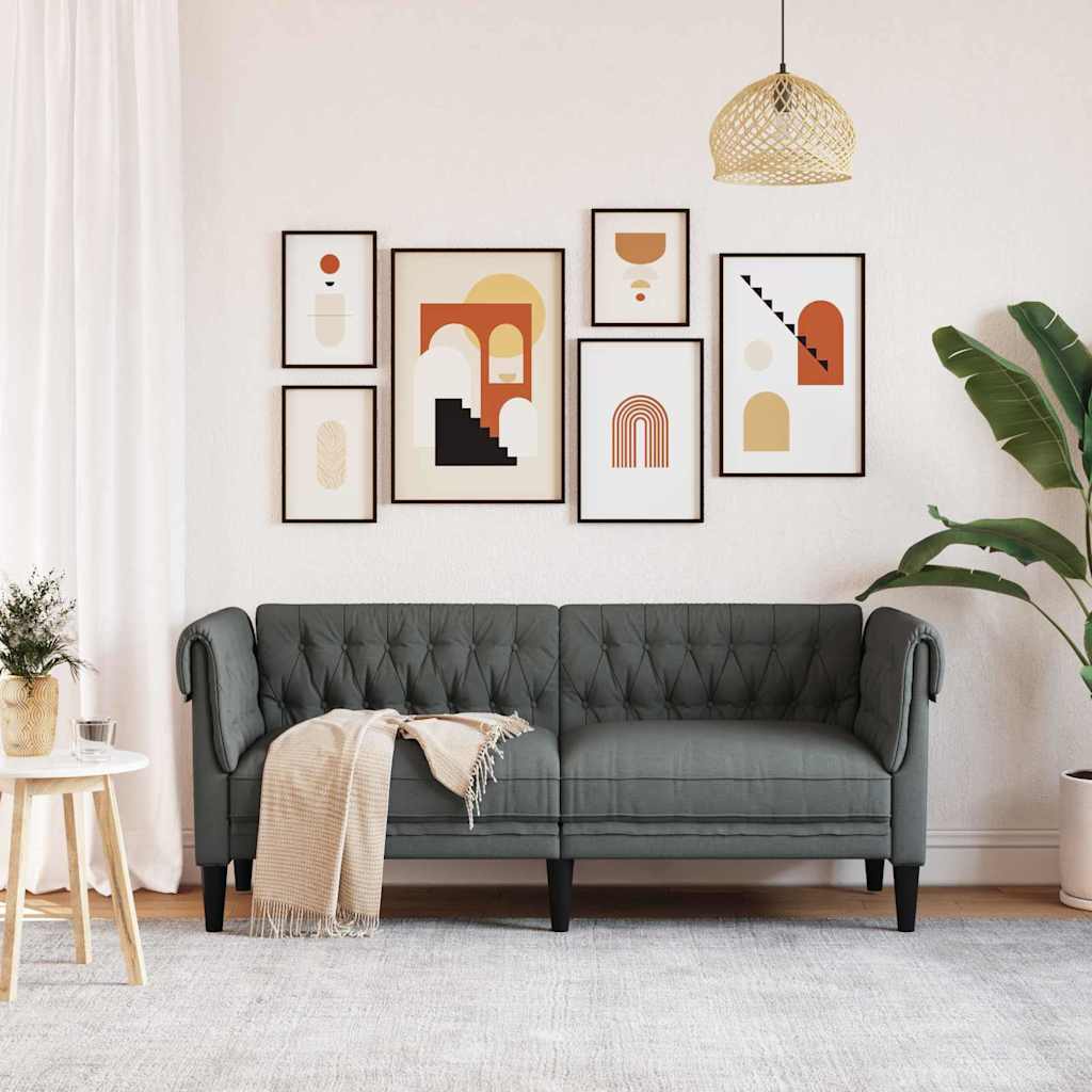 Sofá Chesterfield Cinzento escuro 182.5 x 74.5 x 74.5 cm tecido