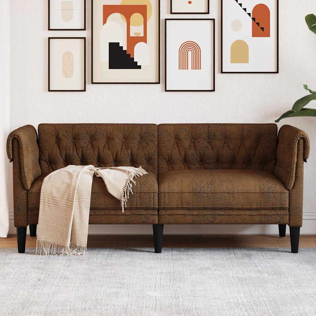 Sofá Chesterfield com almofada Castanho 182.5 x 74.5 x 74.5 cm