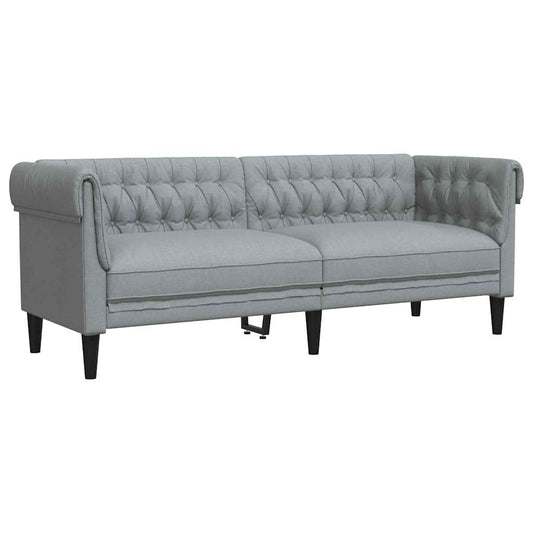 Sofá Chesterfield Cinzento-claro 201.5 x 74.5 x 74.5 cm tecido
