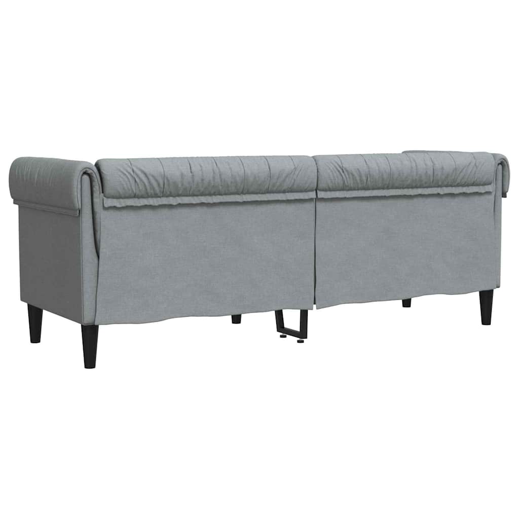 Sofá Chesterfield Cinzento-claro 201.5 x 74.5 x 74.5 cm tecido