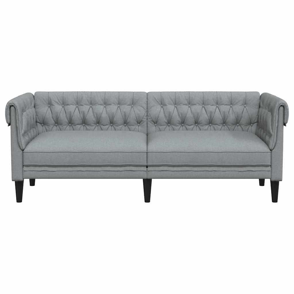 Sofá Chesterfield Cinzento-claro 201.5 x 74.5 x 74.5 cm tecido