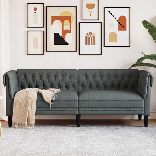 Sofá Chesterfield Cinzento escuro 201.5 x 74.5 x 74.5 cm tecido