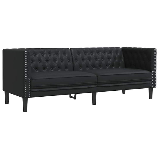 Sofá Chesterfield Preto 194 x 74,5 x 70,5 cm Couro sintético