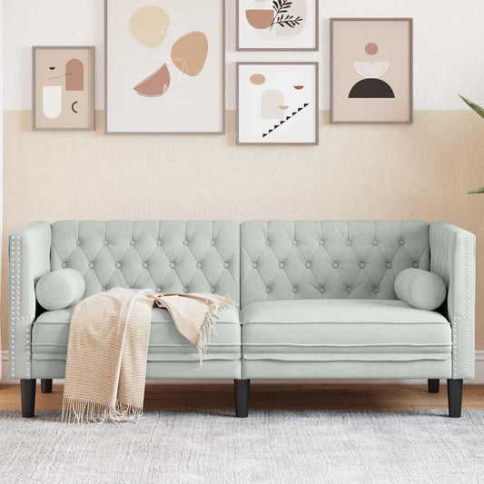 Sofá Chesterfield Cinzento-claro 174 x 74,5 x 70,5 cm Veludo