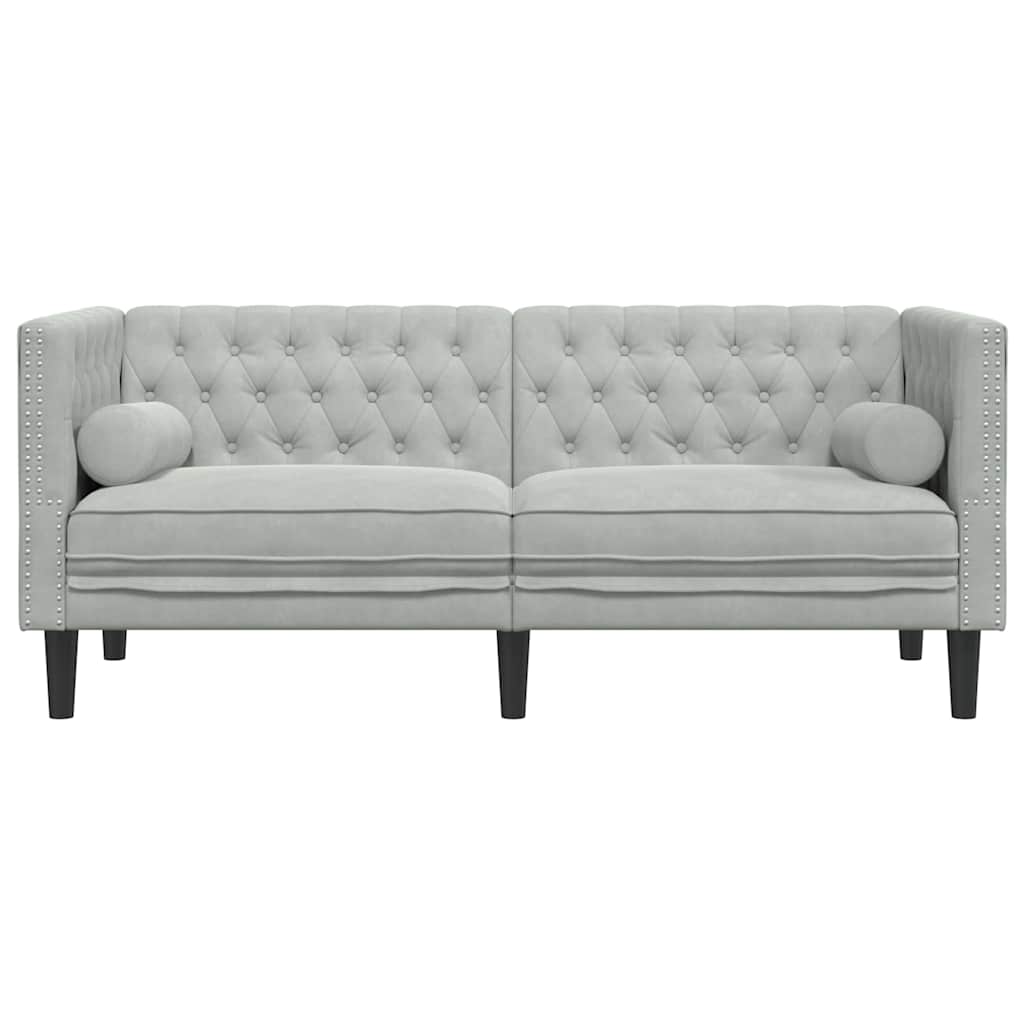Sofá Chesterfield Cinzento-claro 174 x 74,5 x 70,5 cm Veludo