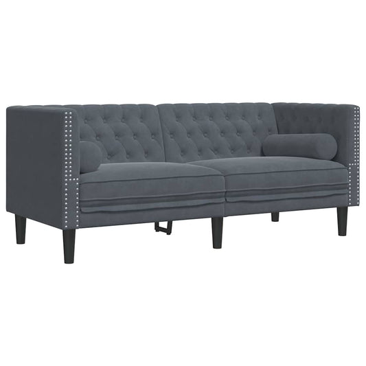 Sofá Chesterfield Cinzento escuro 174 x 74,5 x 70,5 cm Veludo