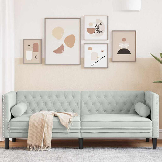 Sofá Chesterfield Cinzento-claro 194 x 74,5 x 70,5 cm Veludo