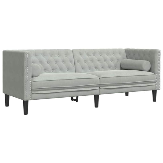 Sofá Chesterfield Cinzento-claro 194 x 74,5 x 70,5 cm Veludo