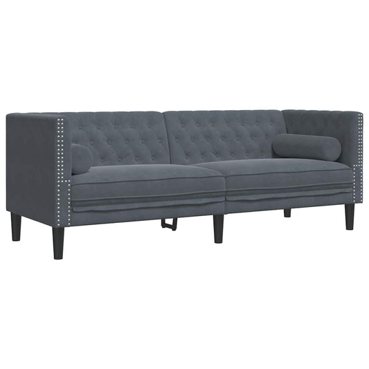 Sofá Chesterfield Cinzento escuro 194 x 74,5 x 70,5 cm Veludo