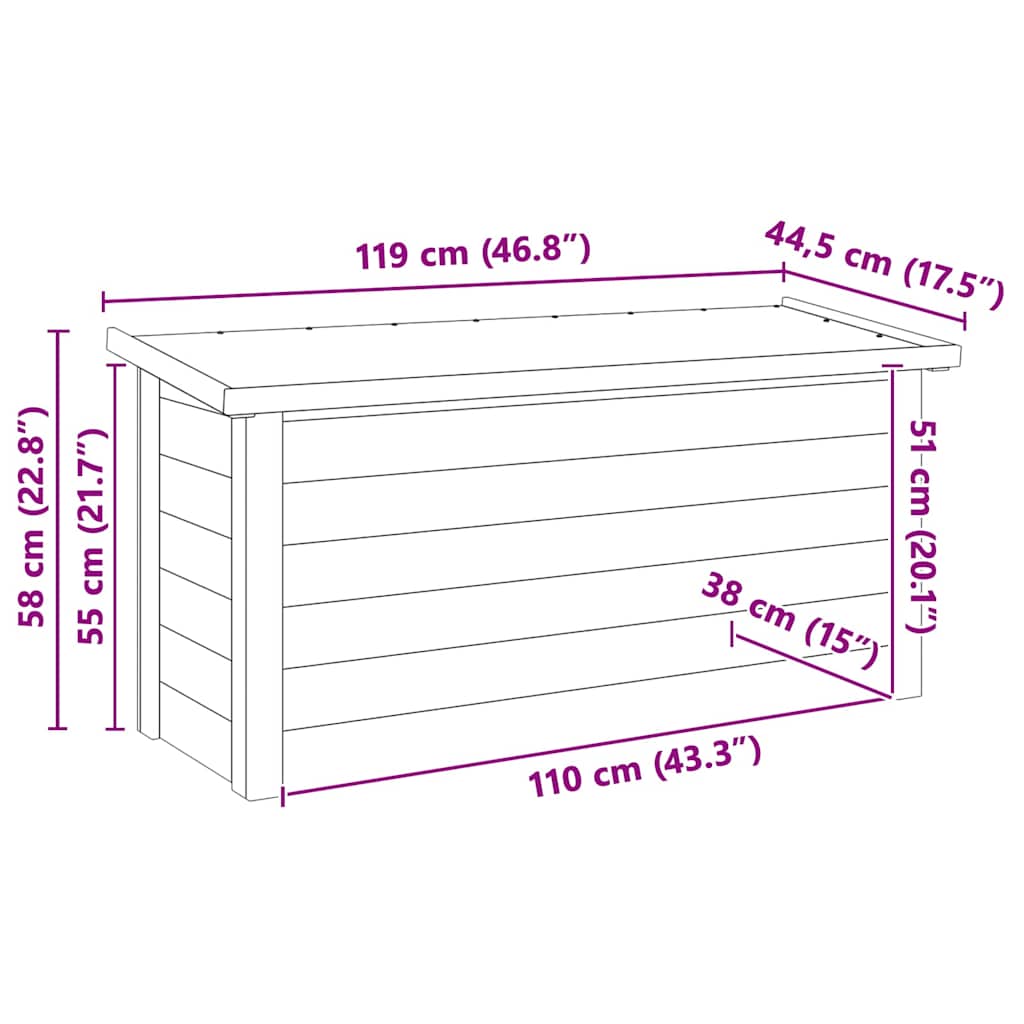 Caixa de Armazenamento Castanho 119 x 44.5 x 58 cm