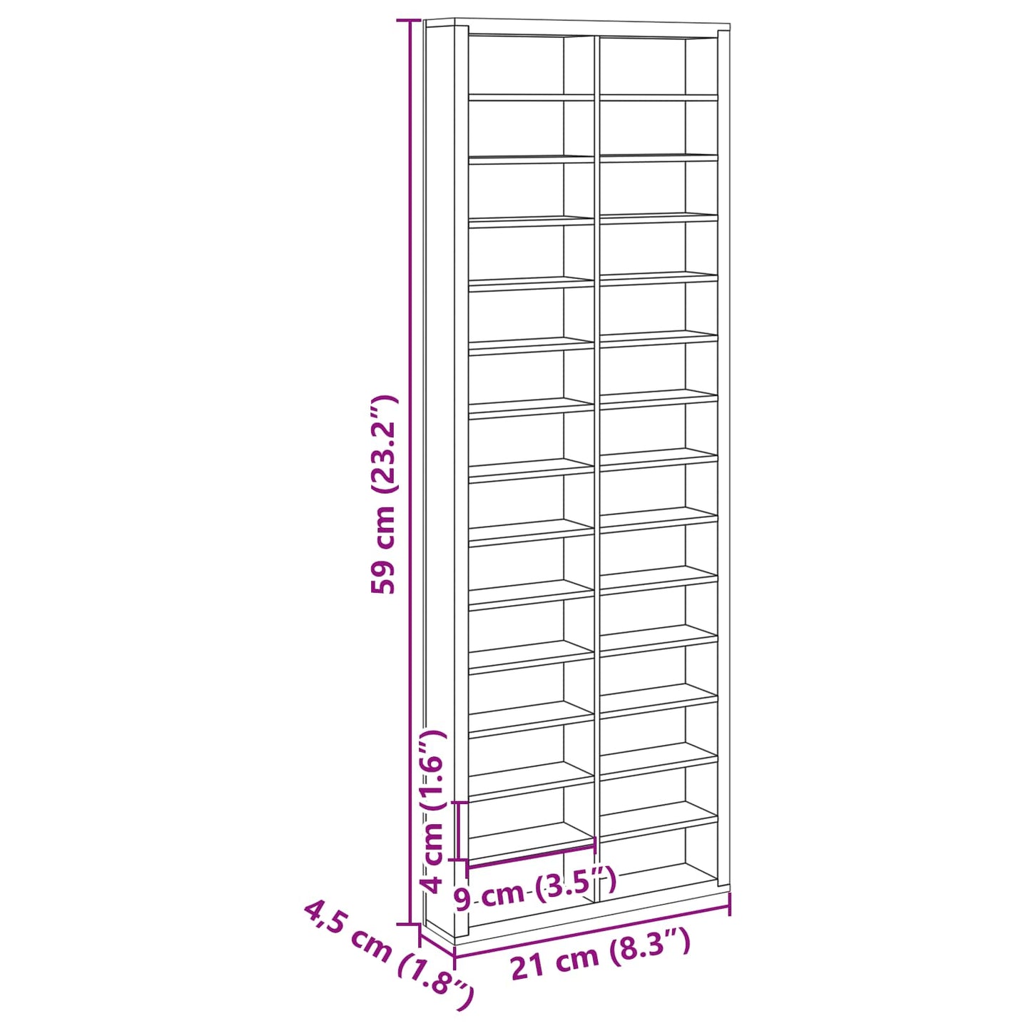 Gabinete Expositivo de Parede Bege 21 x 4,5 x 59 cm