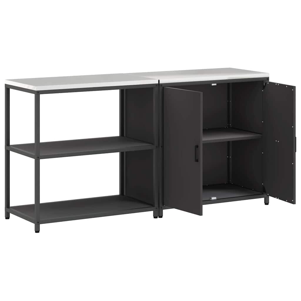 Conjunto de Armazenamento de Cozinha com prateleira 2 pcs Preto