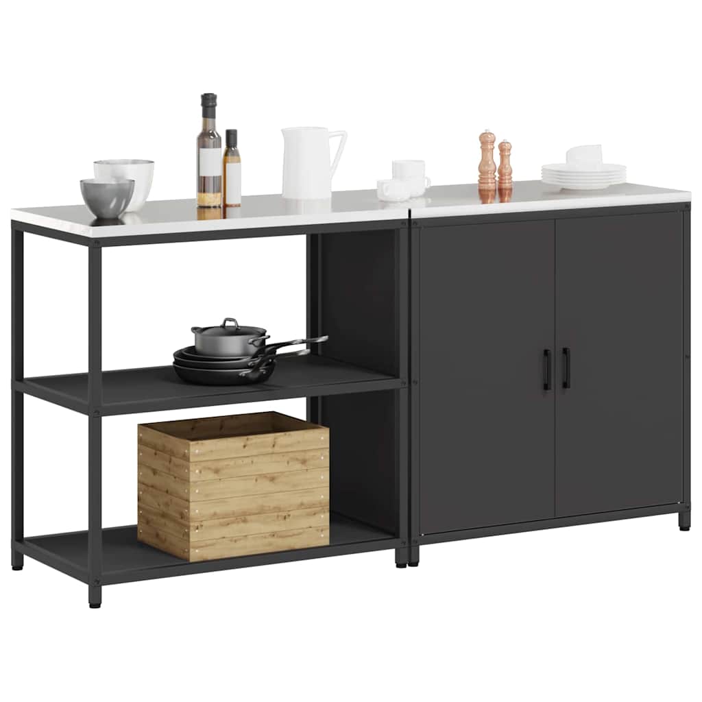 Conjunto de Armazenamento de Cozinha com prateleira 2 pcs Preto