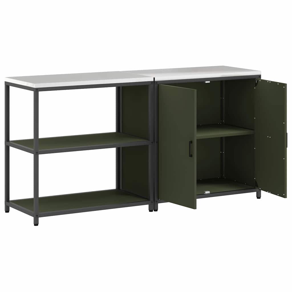 Conjunto de Armazenamento de Cozinha 2 pcs Verde Oliva