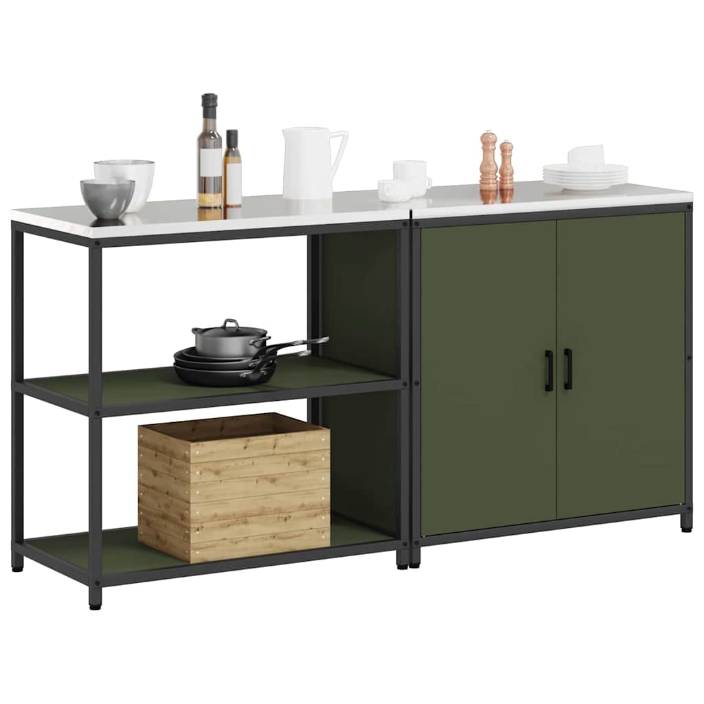 Conjunto de Armazenamento de Cozinha 2 pcs Verde Oliva