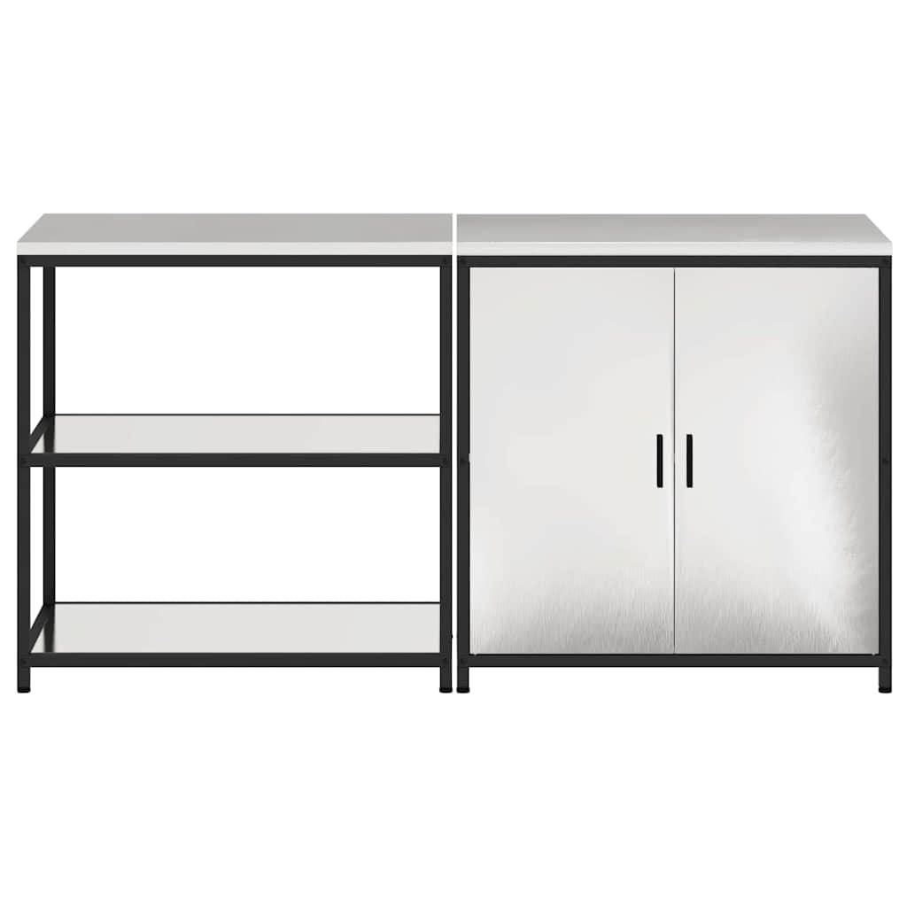 Conjunto de Armazenamento de Cozinha com prateleira 2 pcs Prata