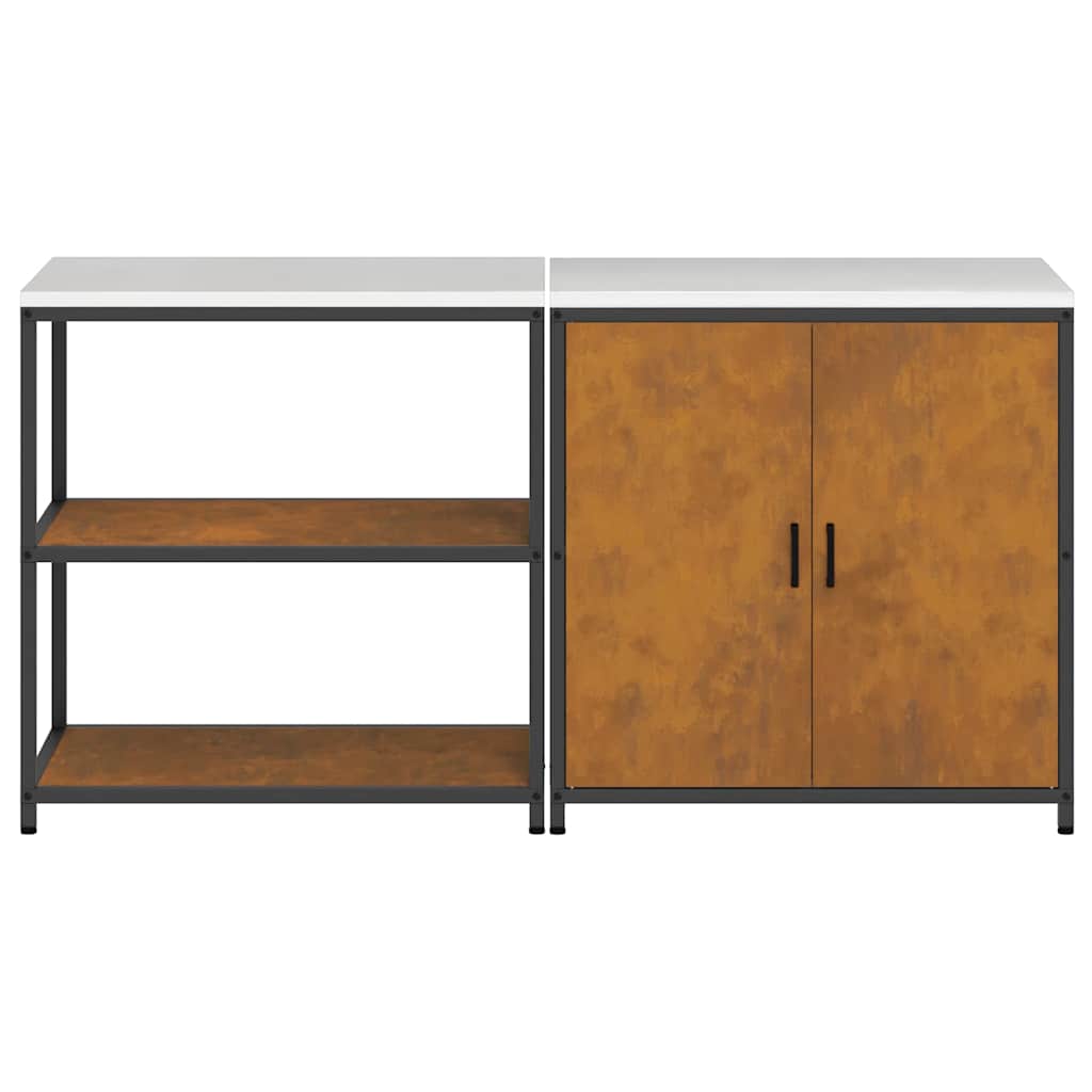 Conjunto de Armazenamento de Cozinha 2 pcs Ferro Enferrujado