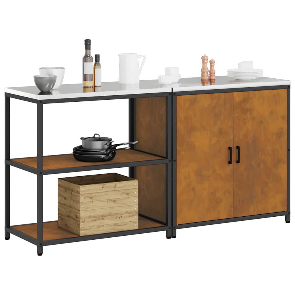 Conjunto de Armazenamento de Cozinha 2 pcs Ferro Enferrujado