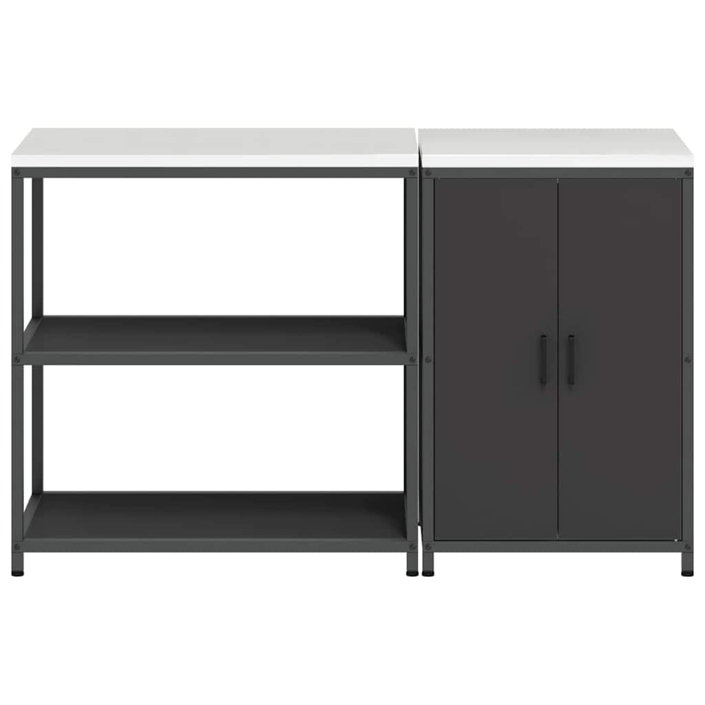 Conjunto de Armazenamento de Cozinha com prateleira 2 pcs Preto