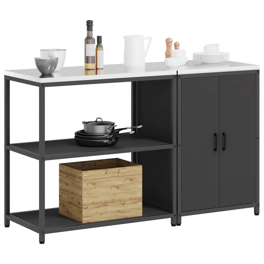 Conjunto de Armazenamento de Cozinha com prateleira 2 pcs Preto