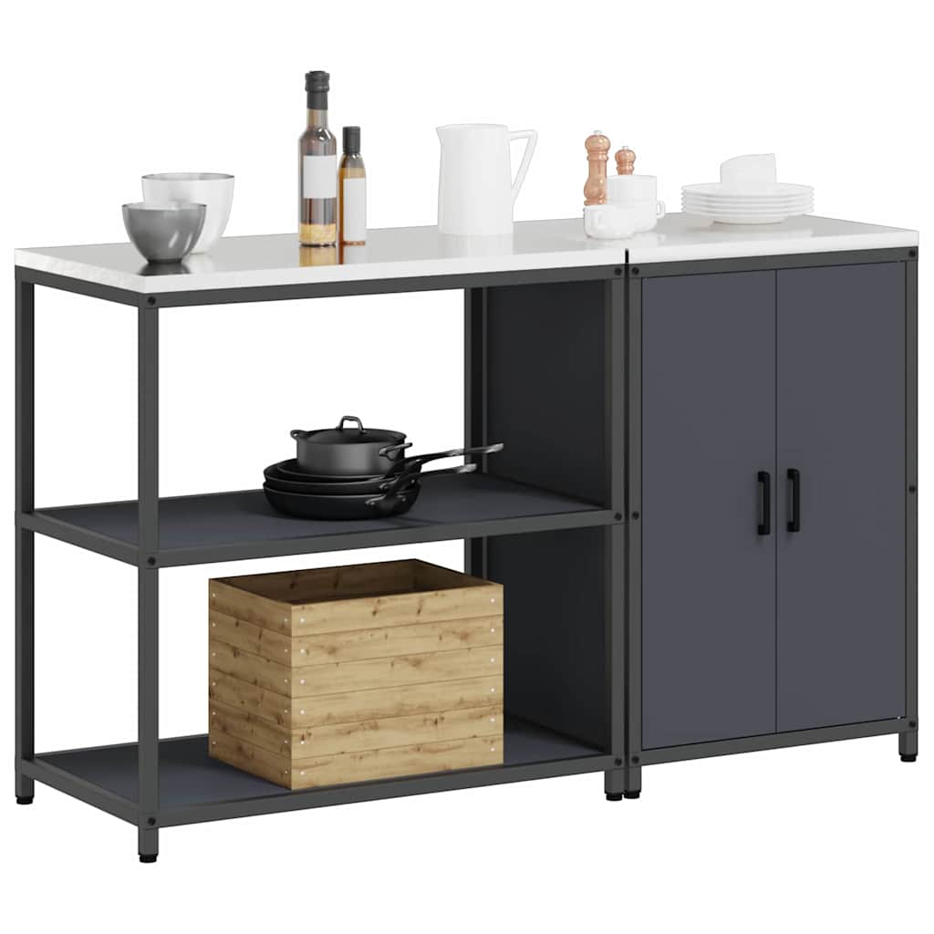 Conjunto de Armazenamento de Cozinha 2 pcs Cinzento-escuro