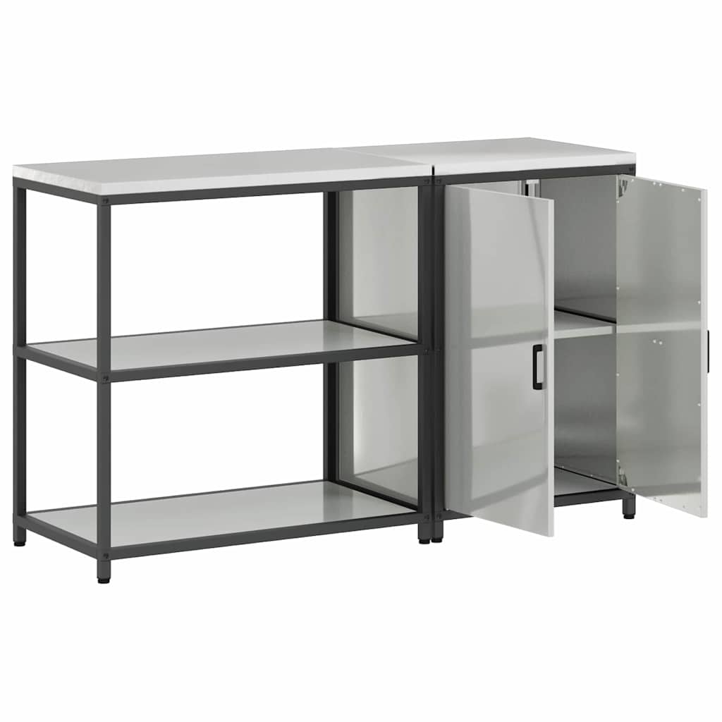 Conjunto de Armazenamento de Cozinha com prateleira 2 pcs Prata