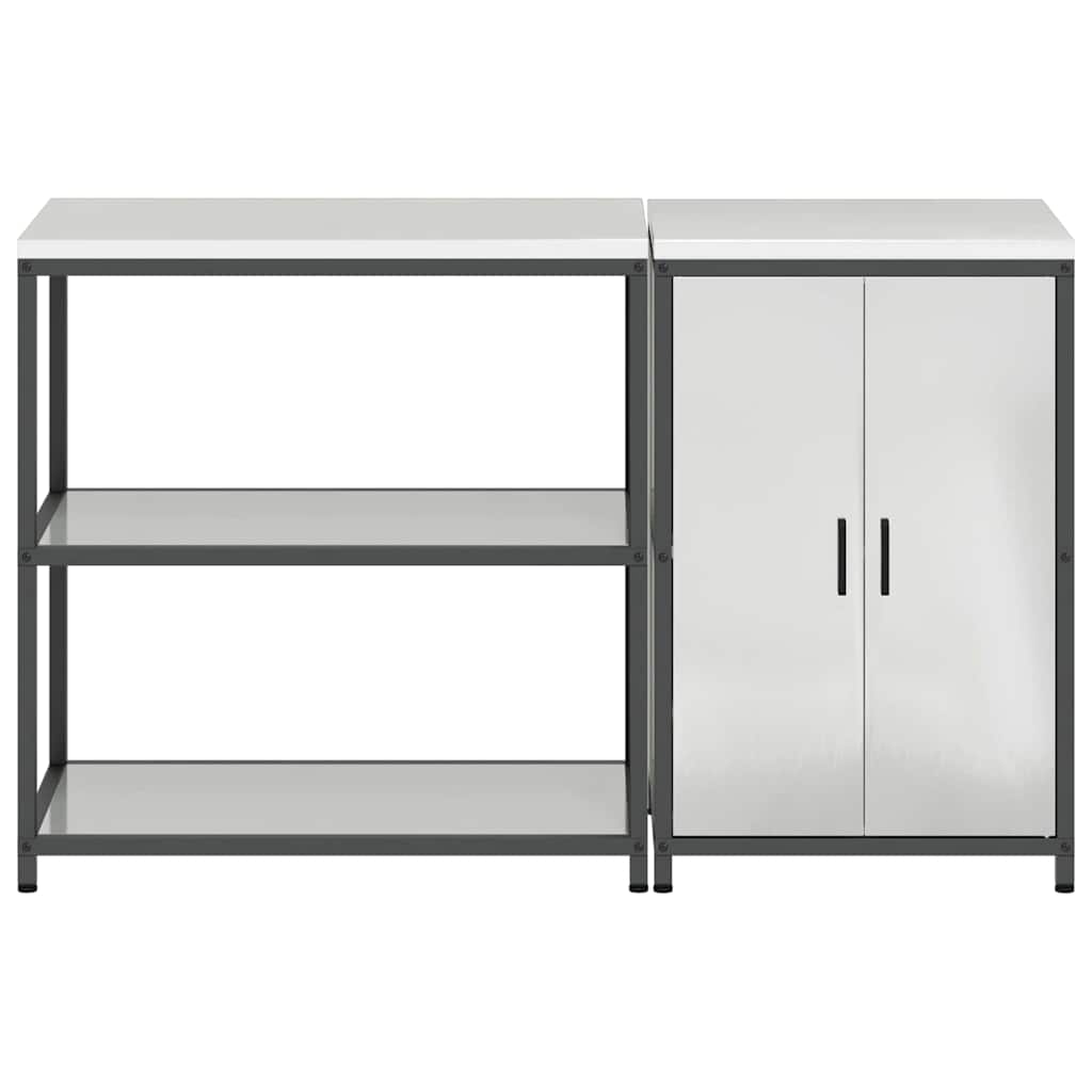 Conjunto de Armazenamento de Cozinha com prateleira 2 pcs Prata