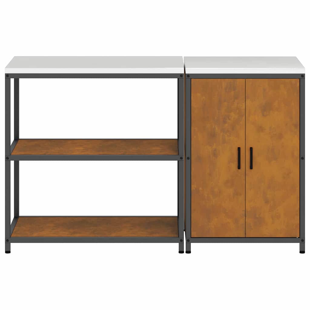 Conjunto de Armazenamento de Cozinha 2 pcs Ferro Enferrujado