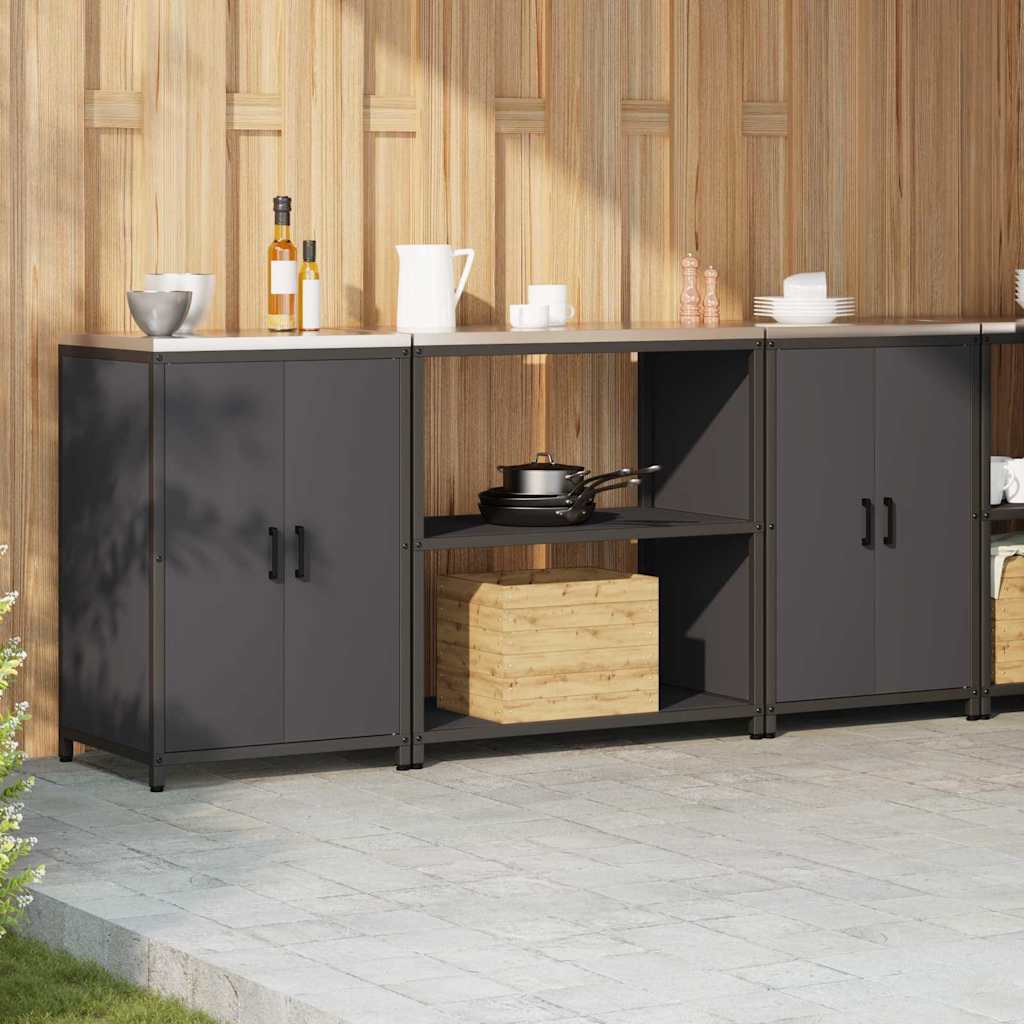 Conjunto de Armazenamento de Cozinha com prateleira 3 pcs Preto
