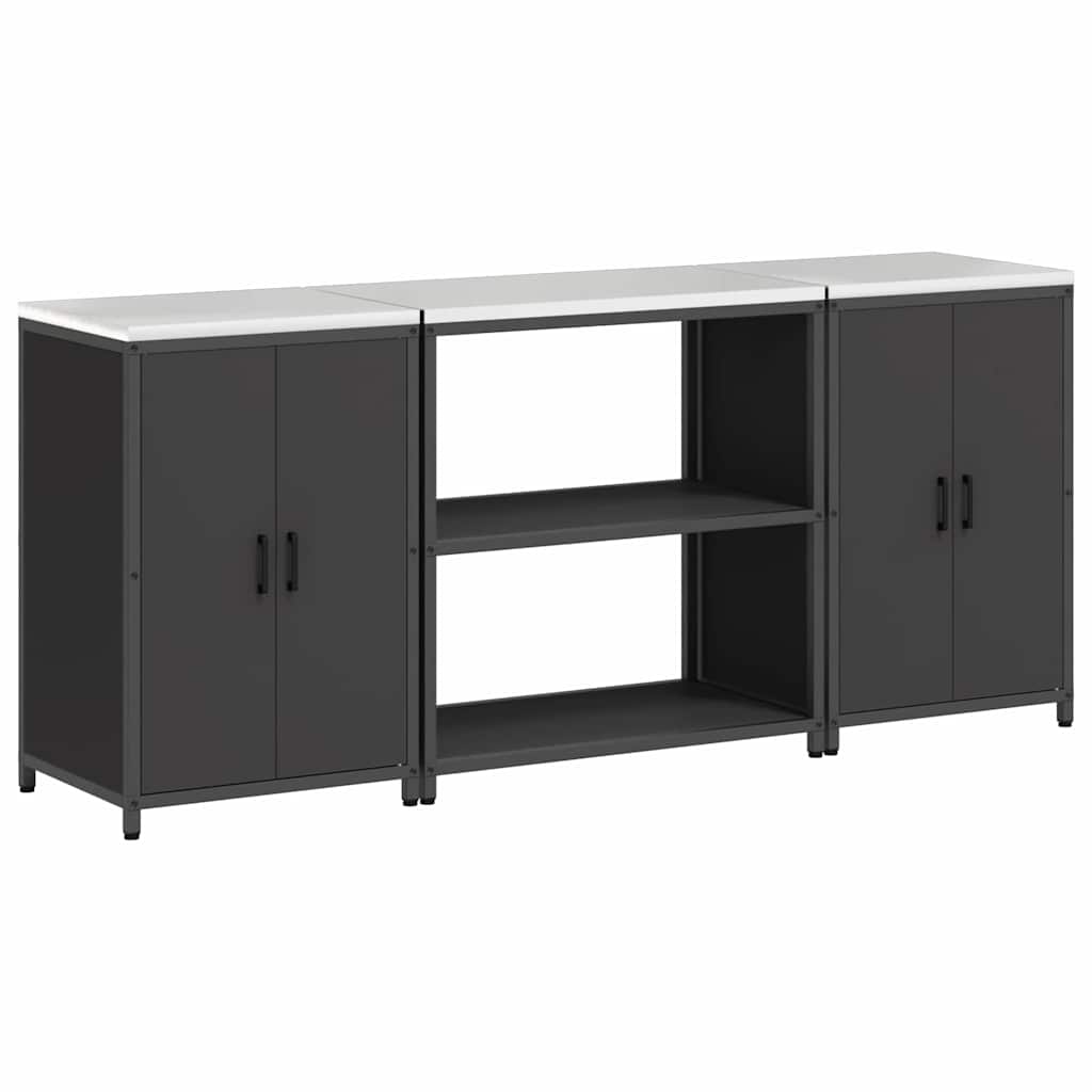 Conjunto de Armazenamento de Cozinha com prateleira 3 pcs Preto