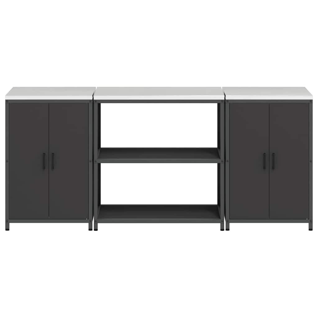 Conjunto de Armazenamento de Cozinha com prateleira 3 pcs Preto