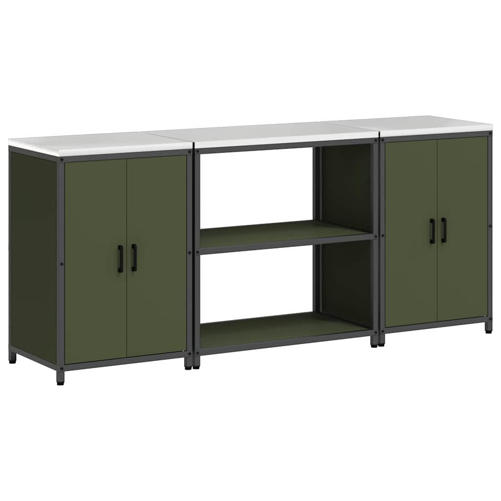 Conjunto de Armazenamento de Cozinha 3 pcs Verde Oliva