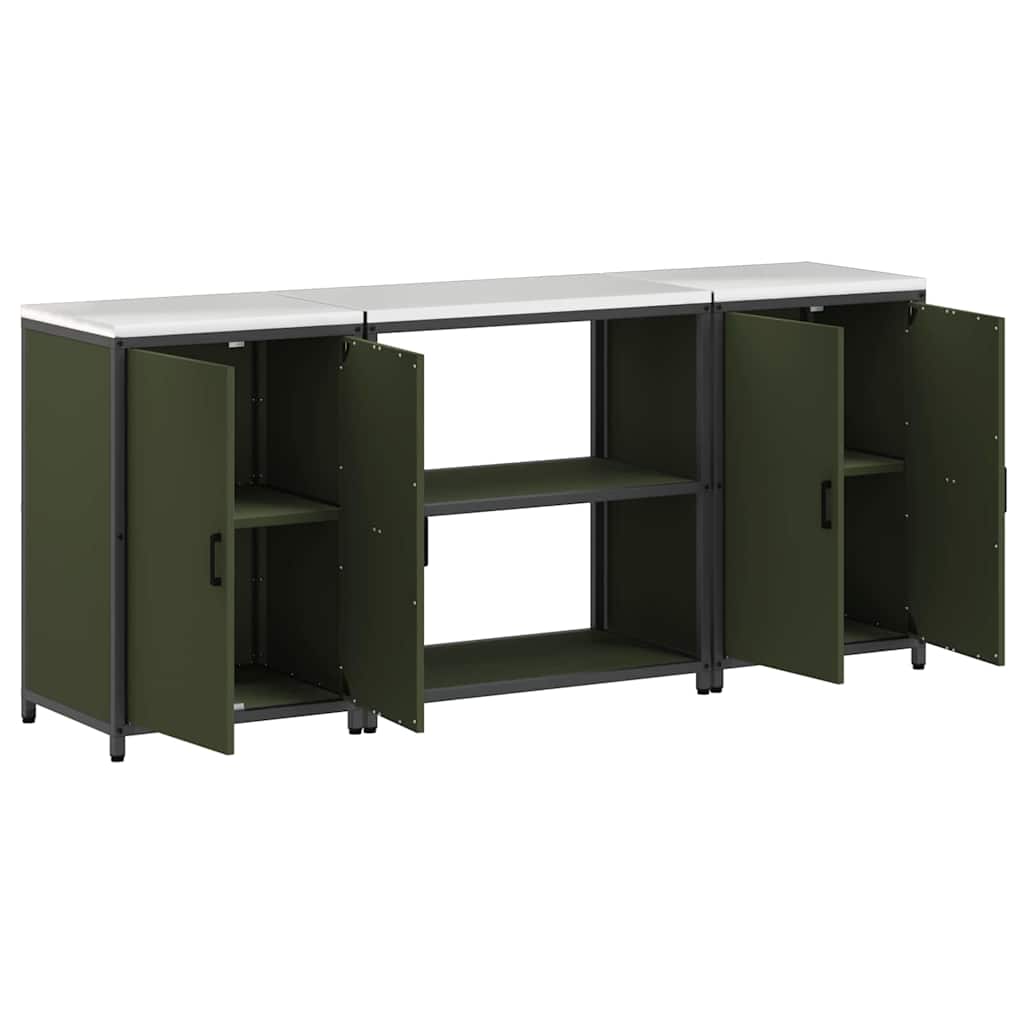 Conjunto de Armazenamento de Cozinha 3 pcs Verde Oliva