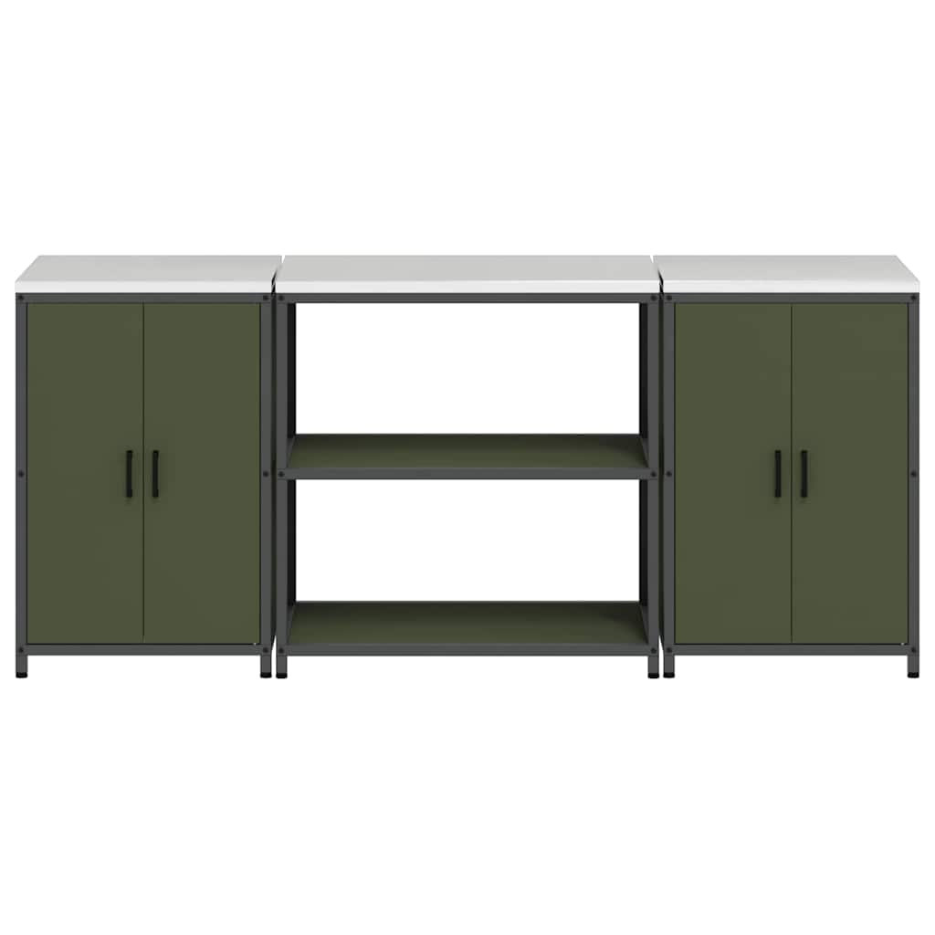Conjunto de Armazenamento de Cozinha 3 pcs Verde Oliva