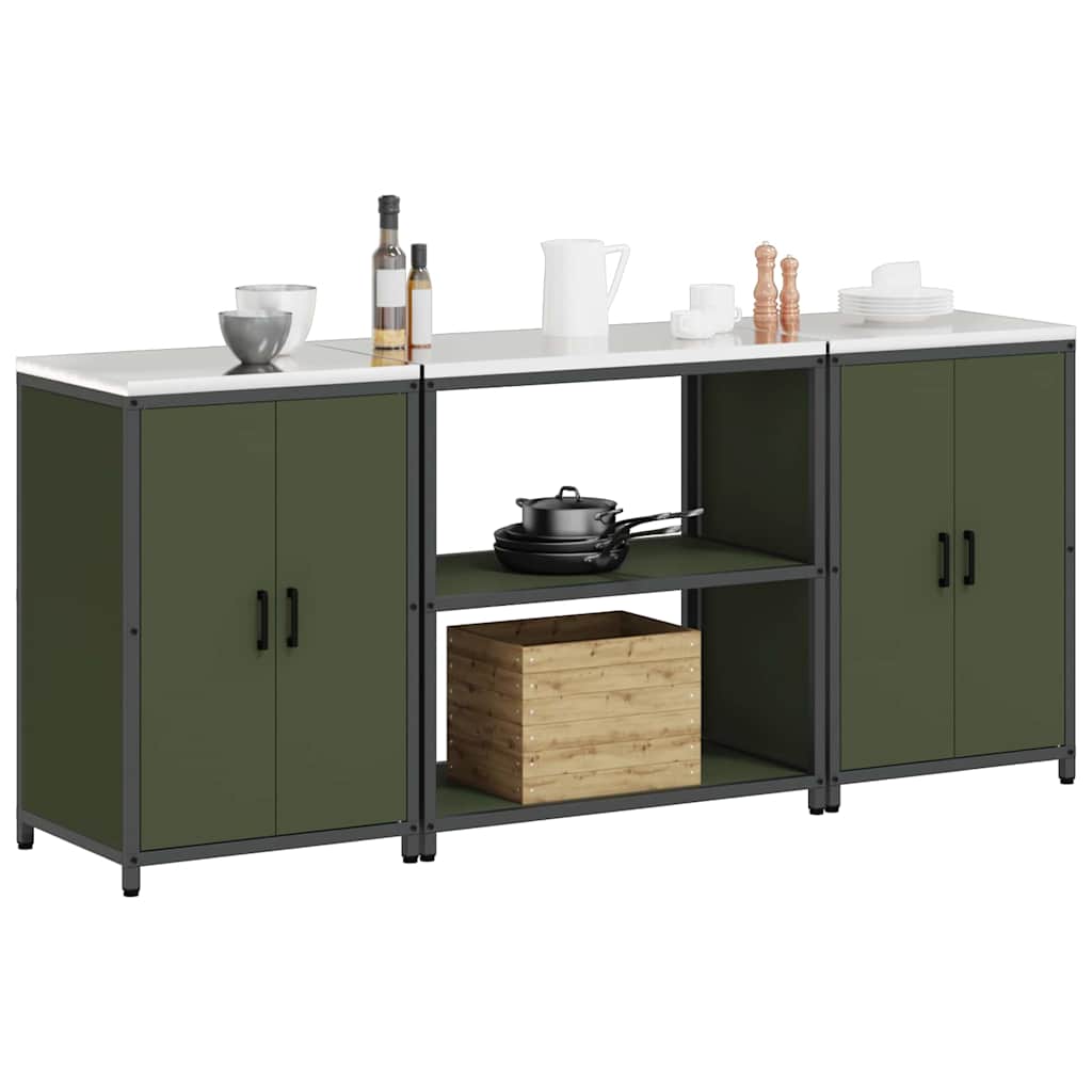 Conjunto de Armazenamento de Cozinha 3 pcs Verde Oliva