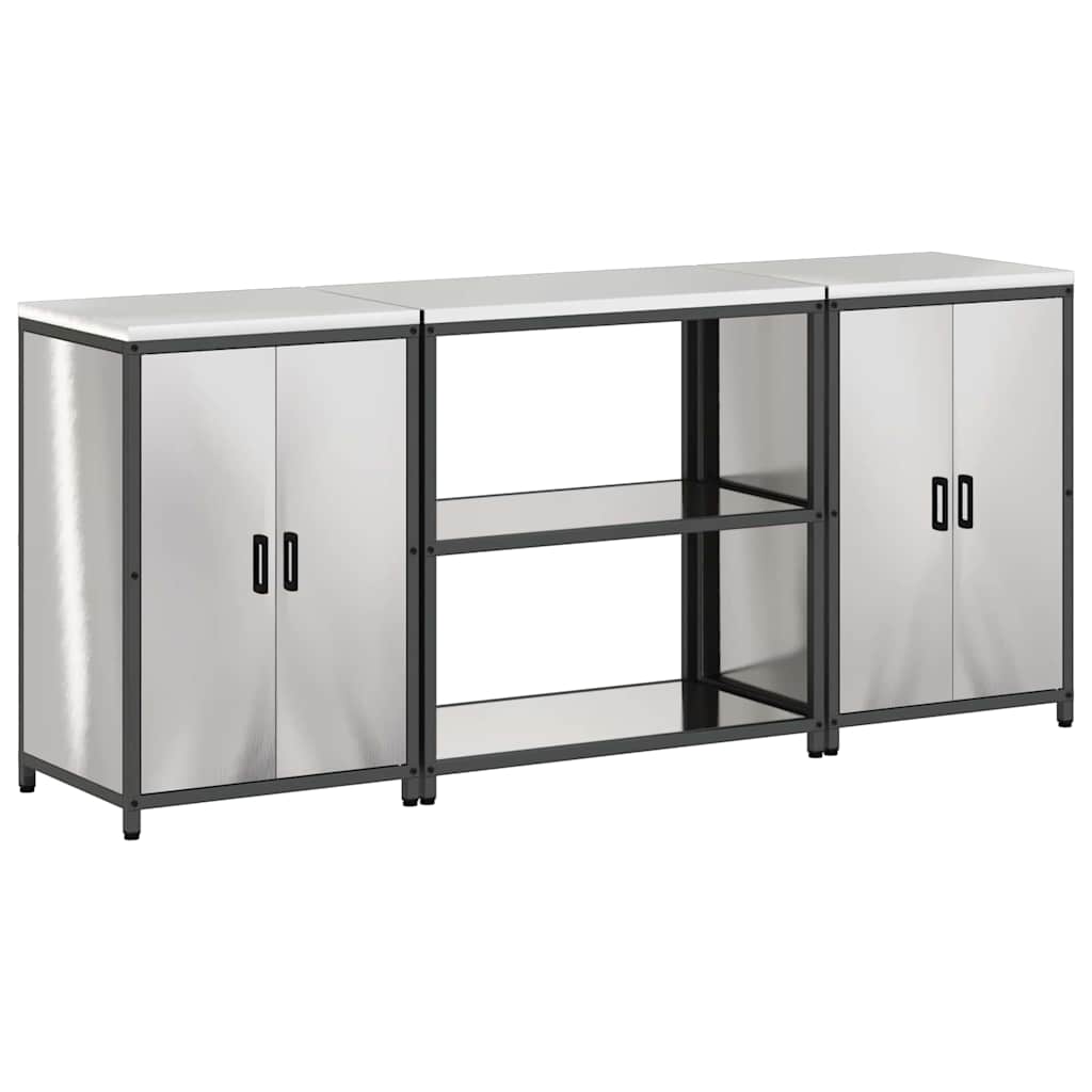 Conjunto de Armazenamento de Cozinha com prateleira 3 pcs Prata