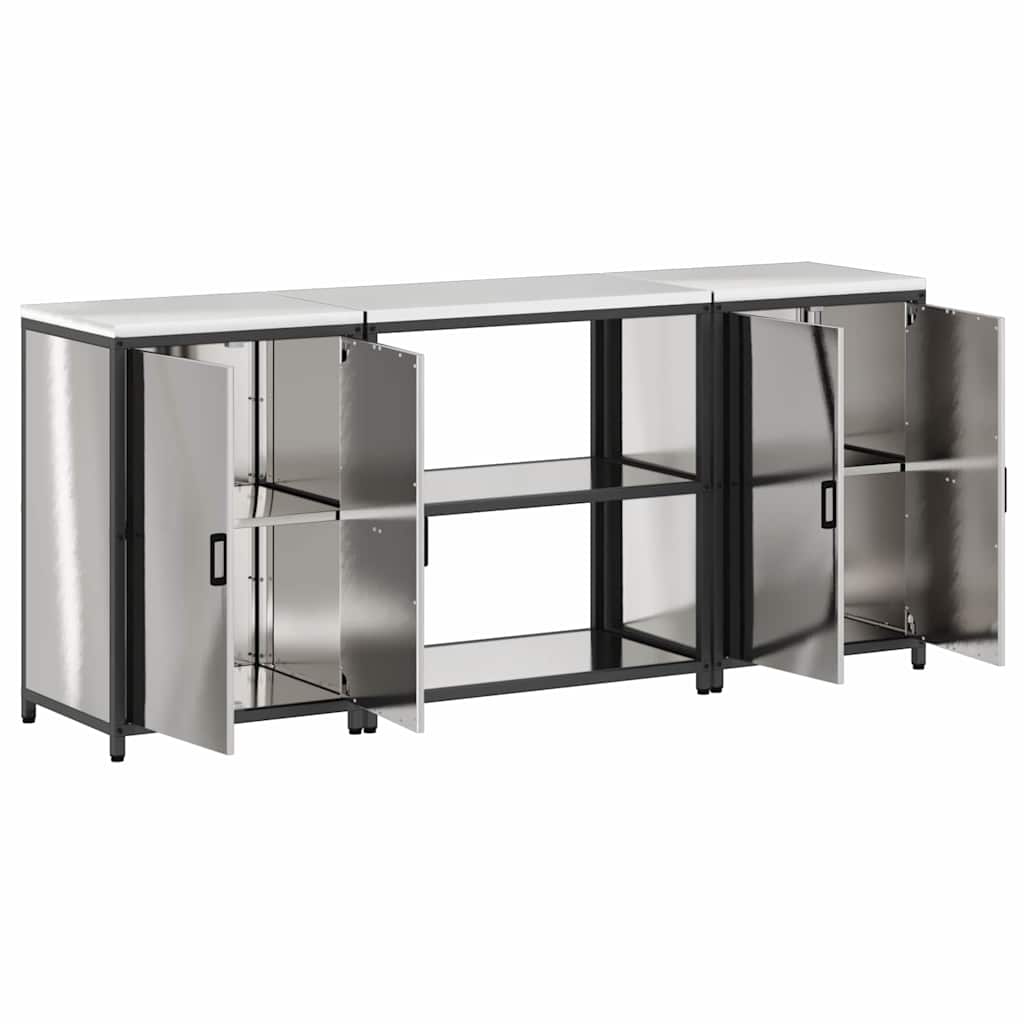 Conjunto de Armazenamento de Cozinha com prateleira 3 pcs Prata