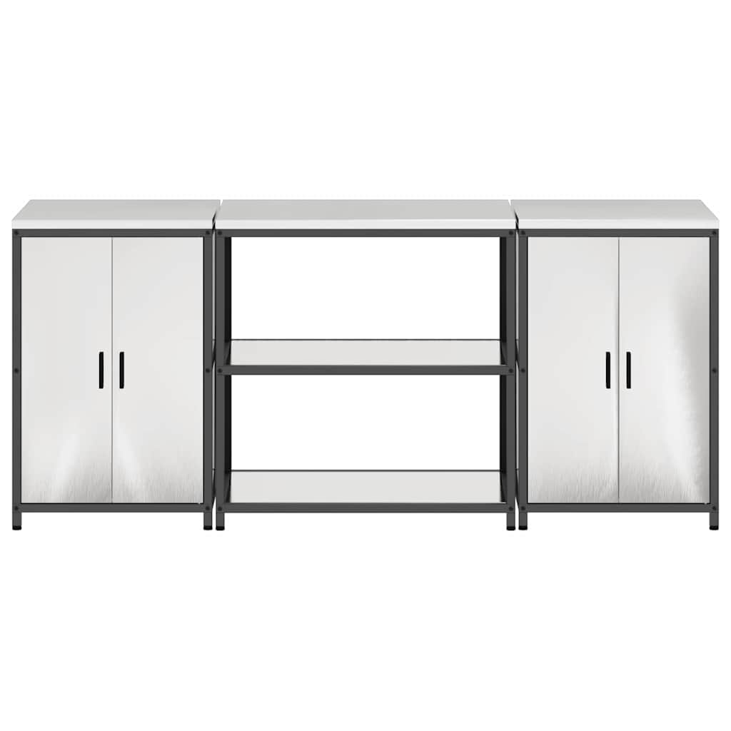 Conjunto de Armazenamento de Cozinha com prateleira 3 pcs Prata