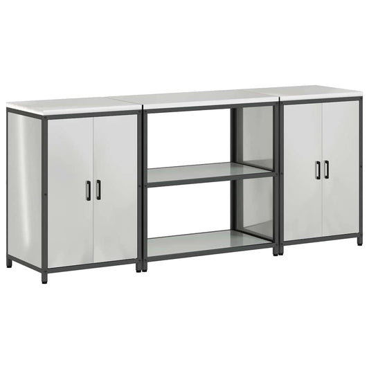 Conjunto de Armazenamento de Cozinha com porta 3 pcs Prateado