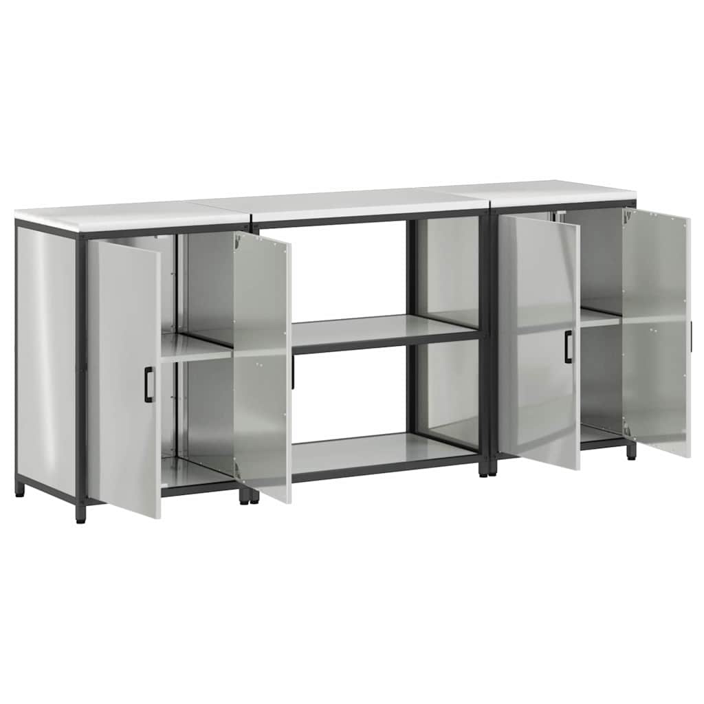 Conjunto de Armazenamento de Cozinha com prateleira 3 pcs Prata