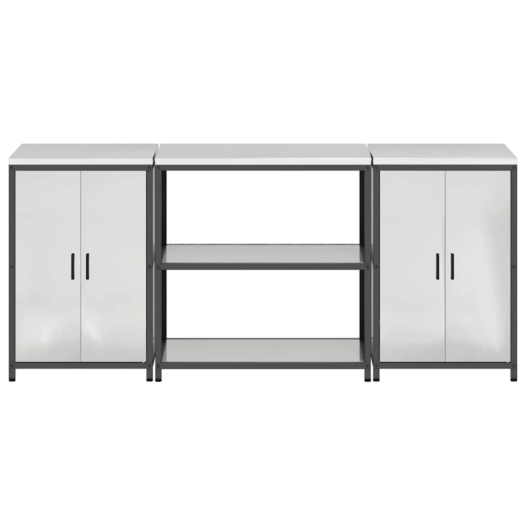 Conjunto de Armazenamento de Cozinha com prateleira 3 pcs Prata