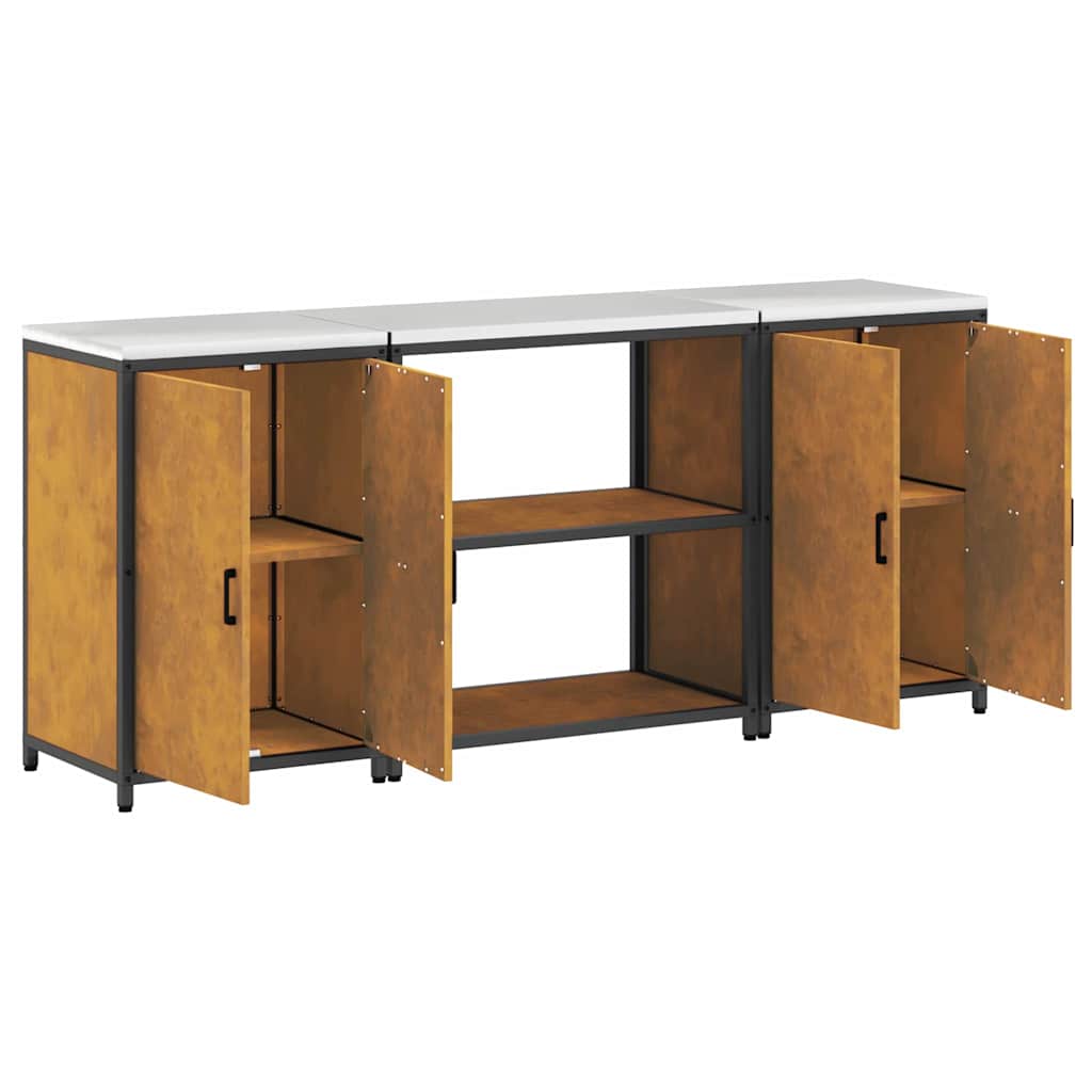 Conjunto de Armazenamento de Cozinha 3 pcs Ferro Enferrujado