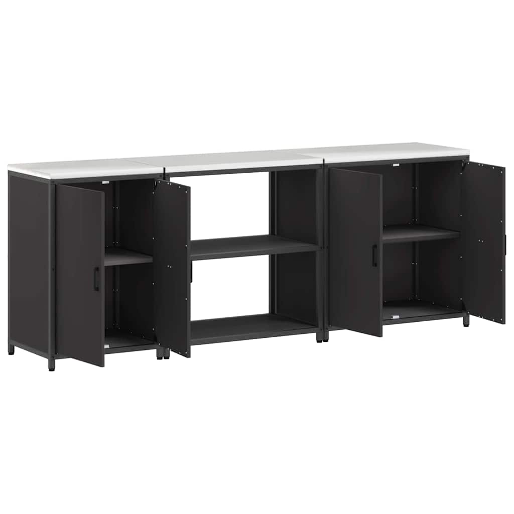 Conjunto de Armazenamento de Cozinha com prateleira 3 pcs Preto