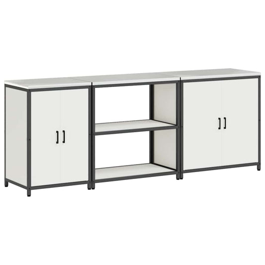 Conjunto de Armazenamento de Cozinha Outros 3 pcs Branco Aço