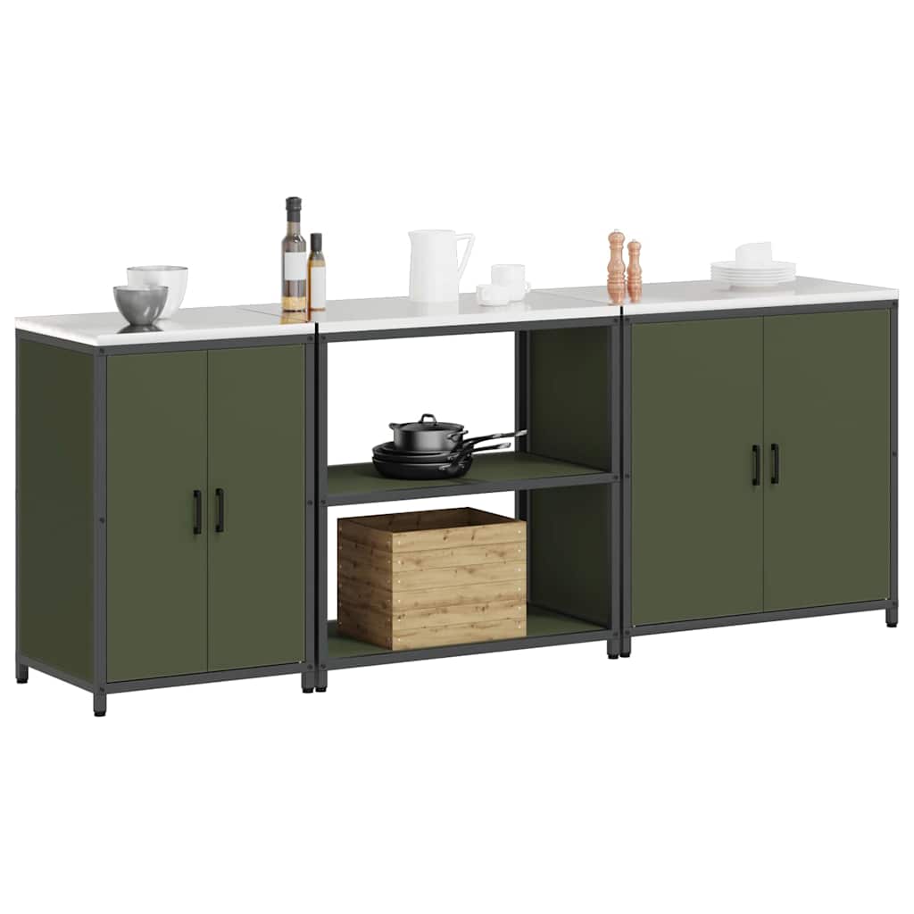 Conjunto de Armazenamento de Cozinha Outros 3 pcs Verde Oliva